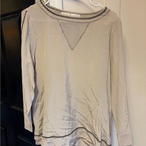 Marie Oliver Cream Long Sleeve Top with Contrast Stitching